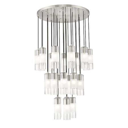 Z-Lite Alton Chandelier, 27-Light, 36 In.W x 14.25 In.H, Brushed Nickel/Clear+Frosted 824P-27R-BN